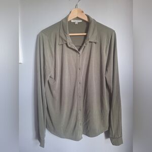 Olive Green Button-Up Shirt Green Envelope